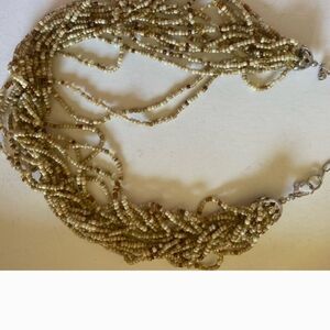 Vintage Seed Bead Necklace, Tan Tones